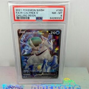 2021 Pokemon SWSH Chilling Reign Alt Art Ice Rider Calyrex V #163 PSA 8